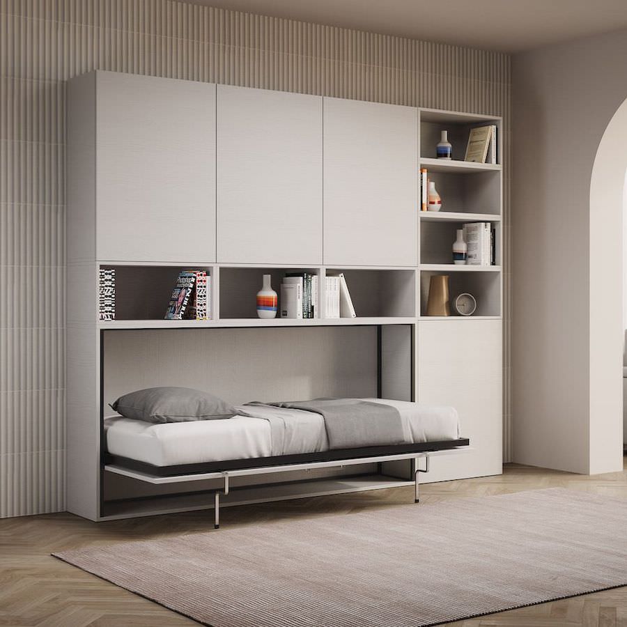 Letto singolo a scomparsa con armadi Kando